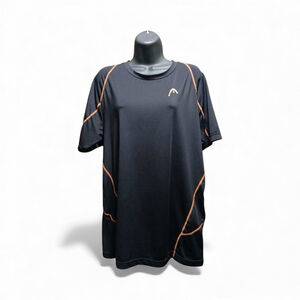 HEAD Men's/Unisex Large Performance T-Shirt Black Orange Stretch (JC180)